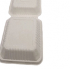 Biodegradable disposable sugarcane pulp takeout food storage container for restaurant