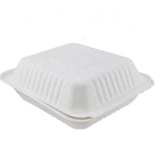 8inch Bagasse Hinged Sugarcane Bagasse Clamshell Food Containers