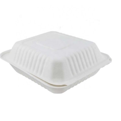 8 Zoll Bagasse aufklappbare Zuckerrohr Bagasse Muschelschale Lebensmittelbehälter