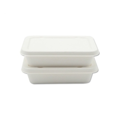500 ml take out compostable sugarcane bagasse dinnerware box with lid
