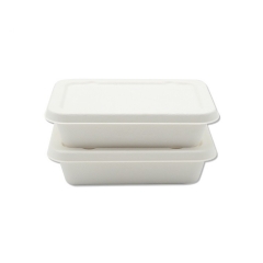 Caja de vajilla de bagazo de caña de azúcar compostable de 500 ml con tapa