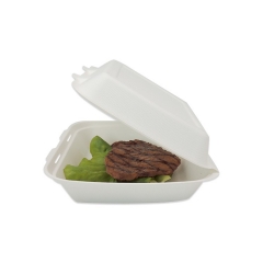 Caja disponible 100% biodegradable de la concha de la caña de azúcar de la caña de azúcar de la cubierta blanca para la comida