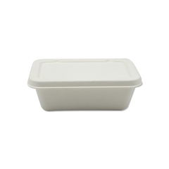 650 ml Fast food packaging eco-friendly disposable sugarcane box with lid