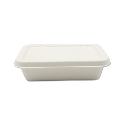 Caja de vajilla de bagazo de caña de azúcar compostable de 500 ml con tapa