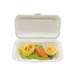 Bento box descartável biodegradável de cana-de-açúcar para alimentos para viagem