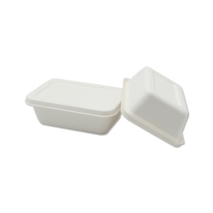 Caja de caña de azúcar disponible ecológica de envasado de comida rápida de 650 ml con tapa