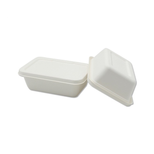 650 ml Fast food packaging eco-friendly disposable sugarcane box with lid