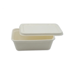 650 ml Fast food packaging eco-friendly disposable sugarcane box with lid