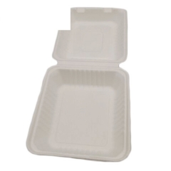 Biodegradable disposable sugarcane pulp takeout food storage container for restaurant