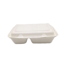 2 compartments microwave bagasse takeaway clamshell disposable food container bento lunch box