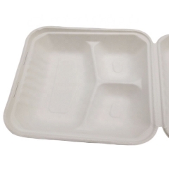 Bagasse Boîte Bagasse 3 Compartiments Conteneur Alimentaire Biodégradable