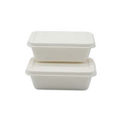 650 ml Fast food packaging eco-friendly disposable sugarcane box with lid