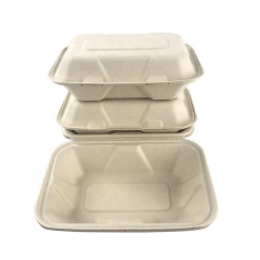 Biodegradable Customable Logo Sugarcane Tableware Food Container Bagasse Takeaway Box