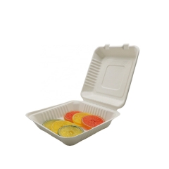 3 Compartment Food Container Disposable Bagasse Clamshell Box