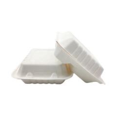 Bagasse Food Box Takeaway Sugarcane 3-grid striped clamshell Food Container