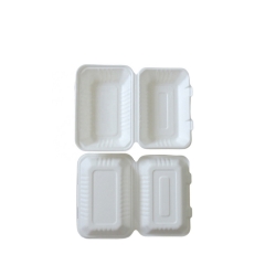 Biodegradable Leak Proof Container Bowl Sugarcane Bagasse Two Partition Food Containers 250 Pack 9 Inch