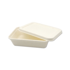 Caja de vajilla de bagazo de caña de azúcar compostable de 500 ml con tapa