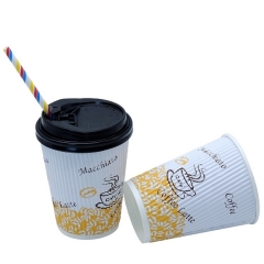 Taza de café desechable impresa personalizada de papel ondulado de bebida caliente