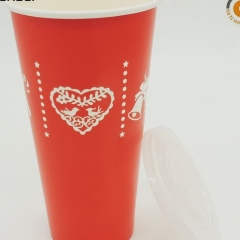 Vaso de papel a granel desechable con diseño de logotipo de la empresa de 32 oz