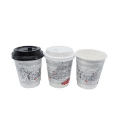 Taza de café de papel de empapelar doble 8oz12oz16oz con tapa a Europa