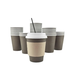 Eco-friendly Custom Design Single Wall Paper Cup with Sleeve and lids