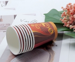 Copo de papel impresso de logotipo personalizado ecológico de 8OZ com tampa