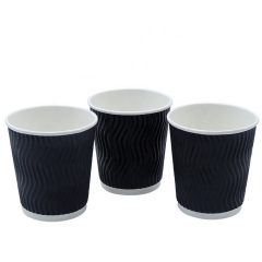 Vaso desechable de papel de pared ondulado de 12 oz con tapas