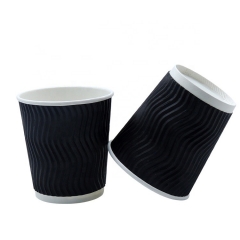 Vaso desechable de papel de pared ondulado de 12 oz con tapas