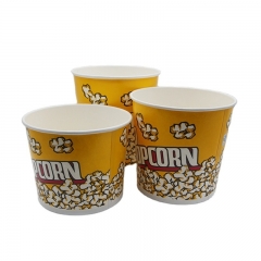 64oz Yellow Big Size Popcorn Bowl Eco-friendly Paper Popcorn Cup