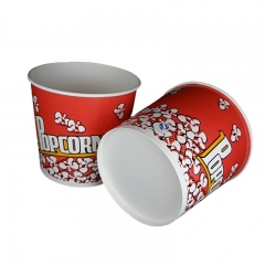 Contenitore di popcorn rivestito di pe con contenitore di carta per pop corn stampato monouso rosso