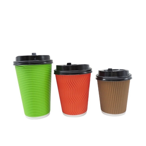 Prix ​​de conception bon marché Double mur d'ondulation Eco Coffee Cup en papier jetable