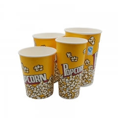 Taza de palomitas de maíz de papel ecológico de tamaño grande amarillo de 64 oz