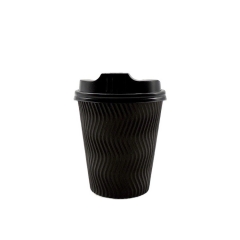 8 oz Ripple Insulated Wall Paper Coffee Cups With Lids