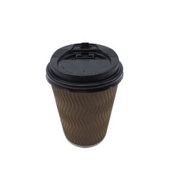 Disposable Ripple Wall Paper Coffee Cup With Lid Cover