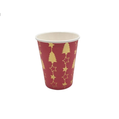 सिंगल वॉल पेपर कप क्रिसमस कस्टम डिजाइन पे कोटेड के साथ पेपर कप
