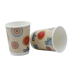 Tazas de café desechables de papel de pared doble de 8 oz con logotipo