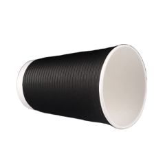 8oz disposable custom ripple double wall black paper coffee cup design