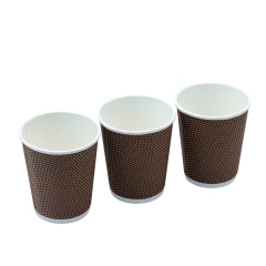 4oz&8oz&12oz Customized Design Double Wall Ripple Coffee Paper Cup With Lids