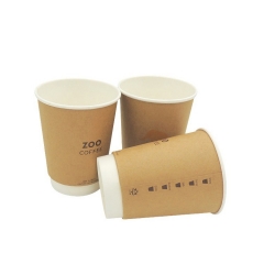 Copo de papel descartável de parede dupla para levar café com logotipo personalizado de tampa