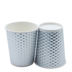 2020 New design Embossed double Paper Cup Ripple Wall Paper Coffee Cup