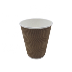 Disposable Ripple Wall Paper Coffee Cup With Lid Cover