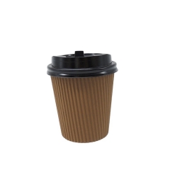 High Quality Custom Printed Disposable Ripple Wall Paper Cups With Lid