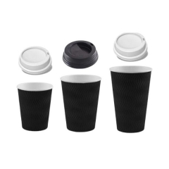 Black double wall paper cup with lid modern turkish coffee cups