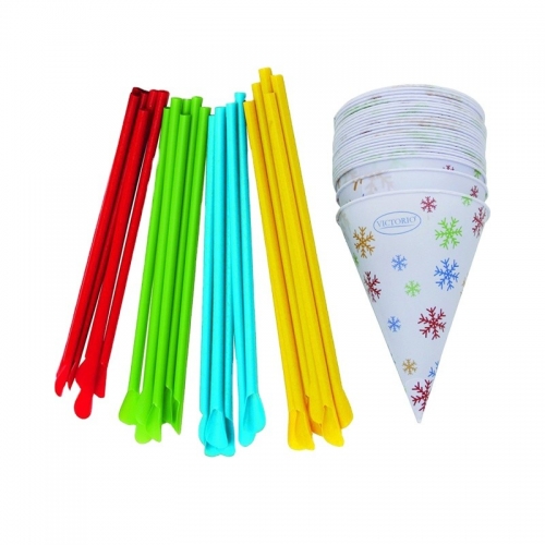 Hot Selling Paper Snow Cone Cups With Straw Spoon