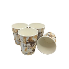 2019 nouvelles tasses de papier jetables tasse de café de papier peint d'ondulation avec des couvercles en plastique