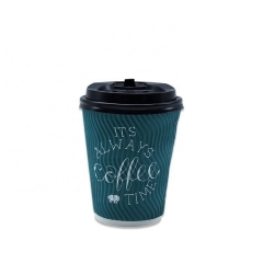 Пользовательский логотип Ripple Wall Paper Cup с крышкой