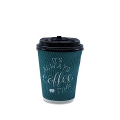 Custom Logo Ripple Wall Paper Cup with Lid