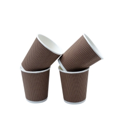 4oz&8oz&12oz Customized Design Double Wall Ripple Coffee Paper Cup With Lids