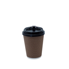 Tasse de papier de café d'ondulation à double paroi de conception personnalisée de 4oz et 8oz et 12oz avec couvercles