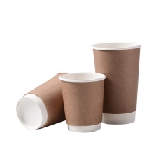Tasses à café en papier jetables à double paroi Kraft imprimées sur mesure